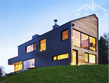 豪華現(xiàn)代中式木屋別墅圖片展示圖，木別墅設計