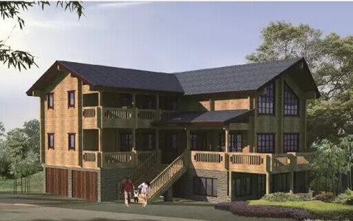 雙層木別墅效果設計圖+平