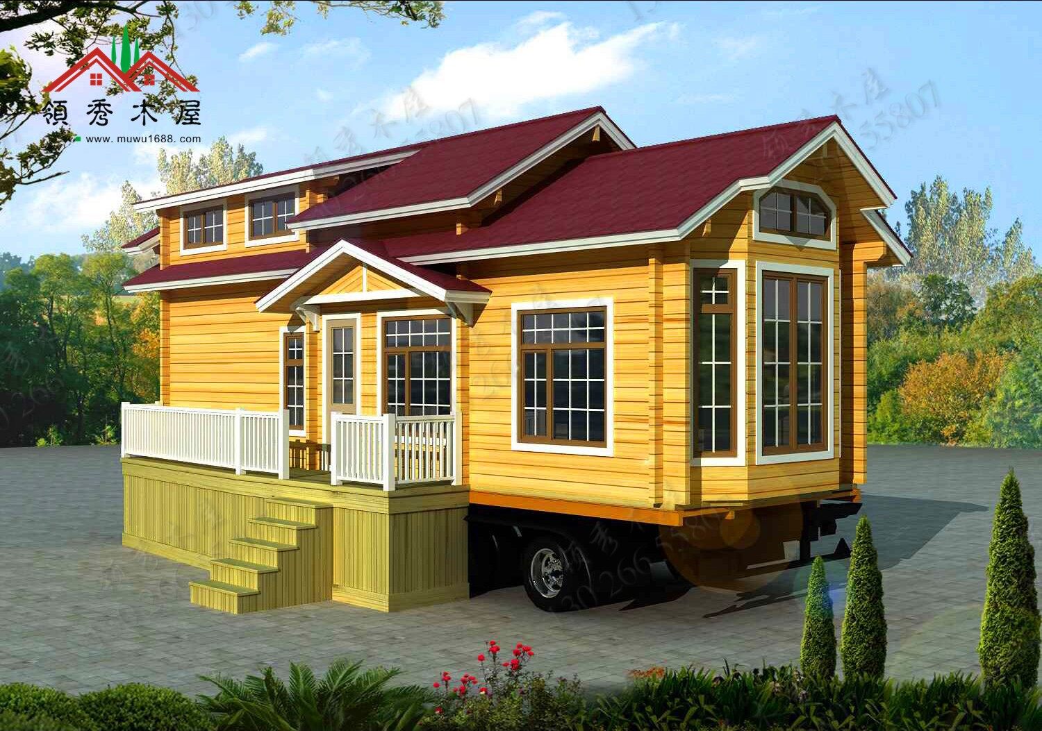 移動防腐木屋車