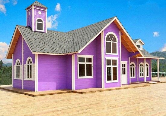 紫色田園風(fēng)景的紫色木屋(圖1)