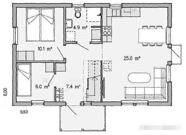 60平米小木屋設(shè)計(jì)(圖3)