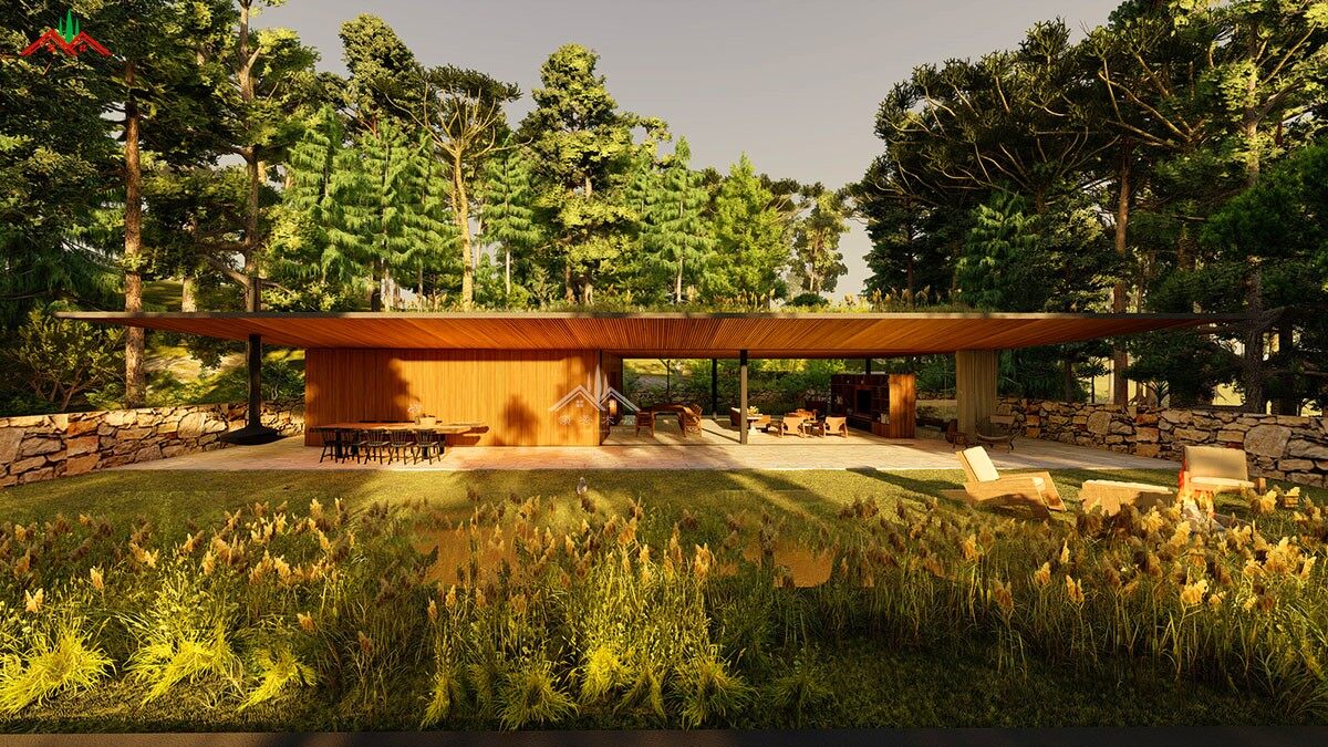 開放式現(xiàn)代風(fēng)格平頂森林度假木屋別墅(圖3)