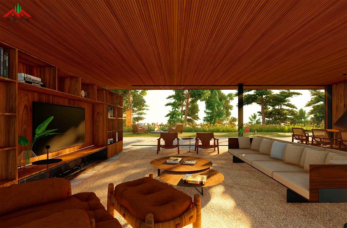 開放式現(xiàn)代風(fēng)格平頂森林度假木屋別墅(圖8)