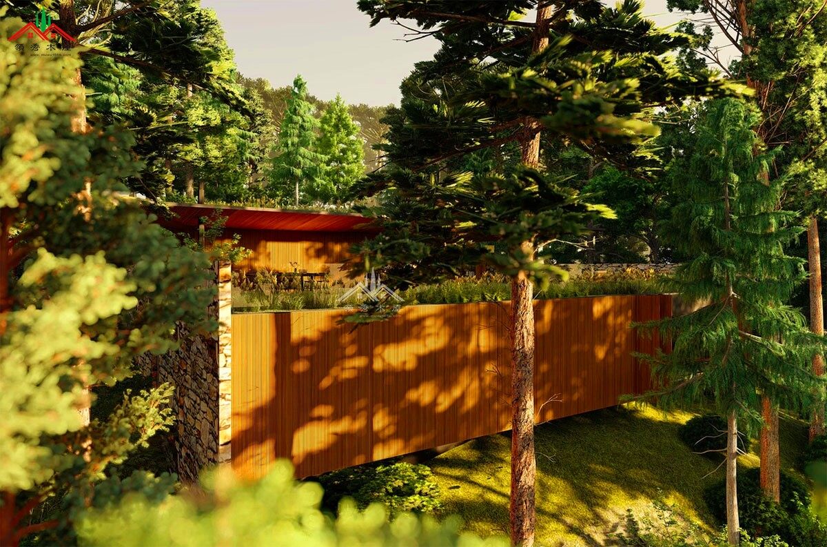 開放式現(xiàn)代風(fēng)格平頂森林度假木屋別墅(圖11)