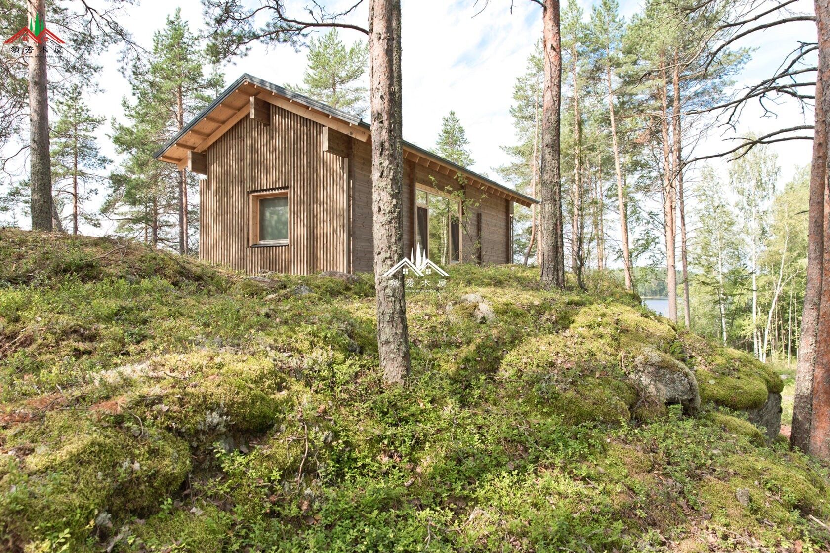 山坡湖邊森林帶閣樓小度假木屋(圖1) 帶閣樓小度假木屋
