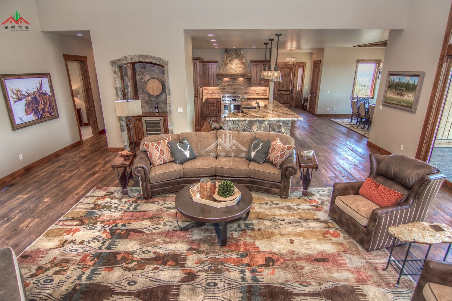 室內不像木屋的梁柱木屋別墅