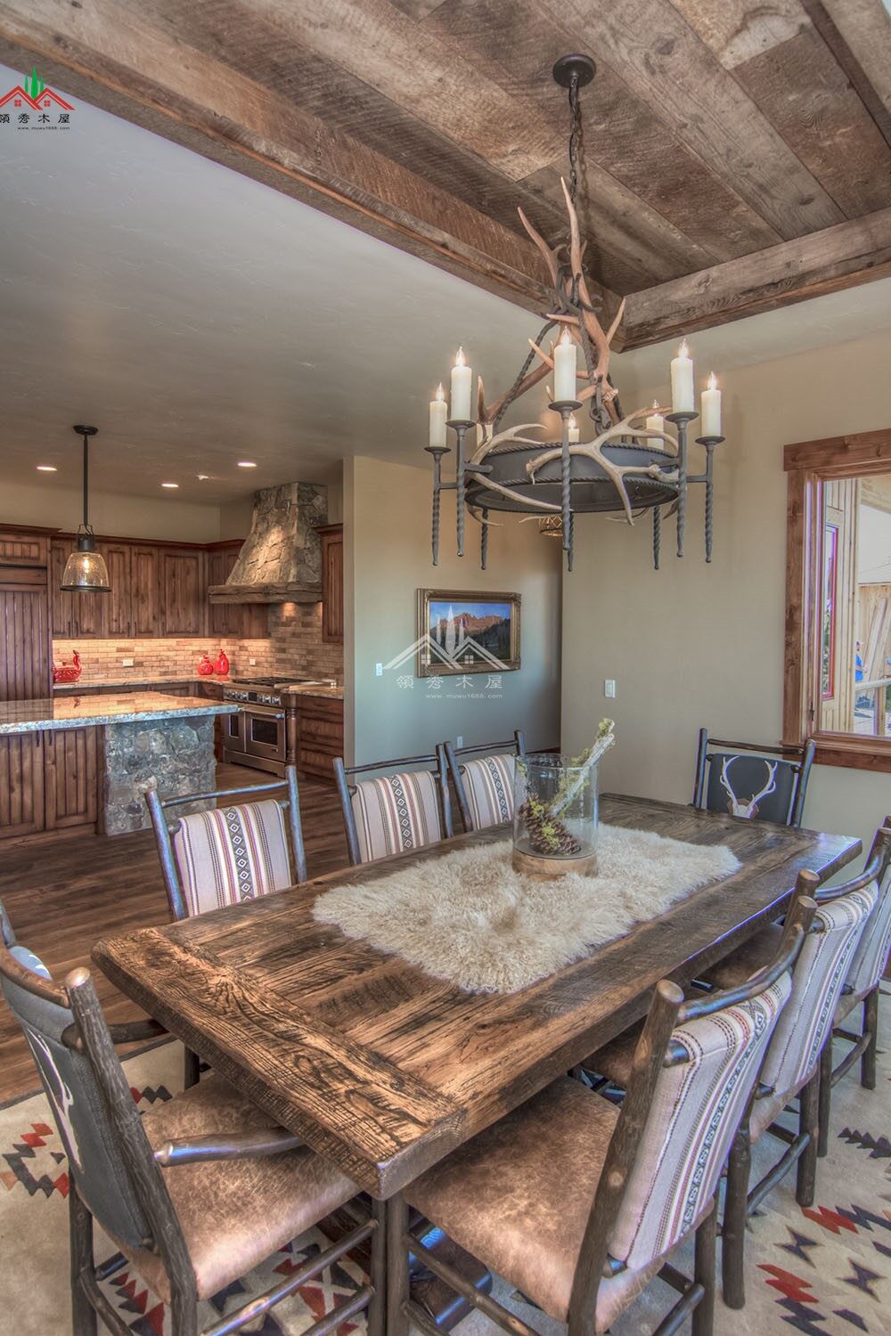 室內不像木屋的梁柱木屋別墅