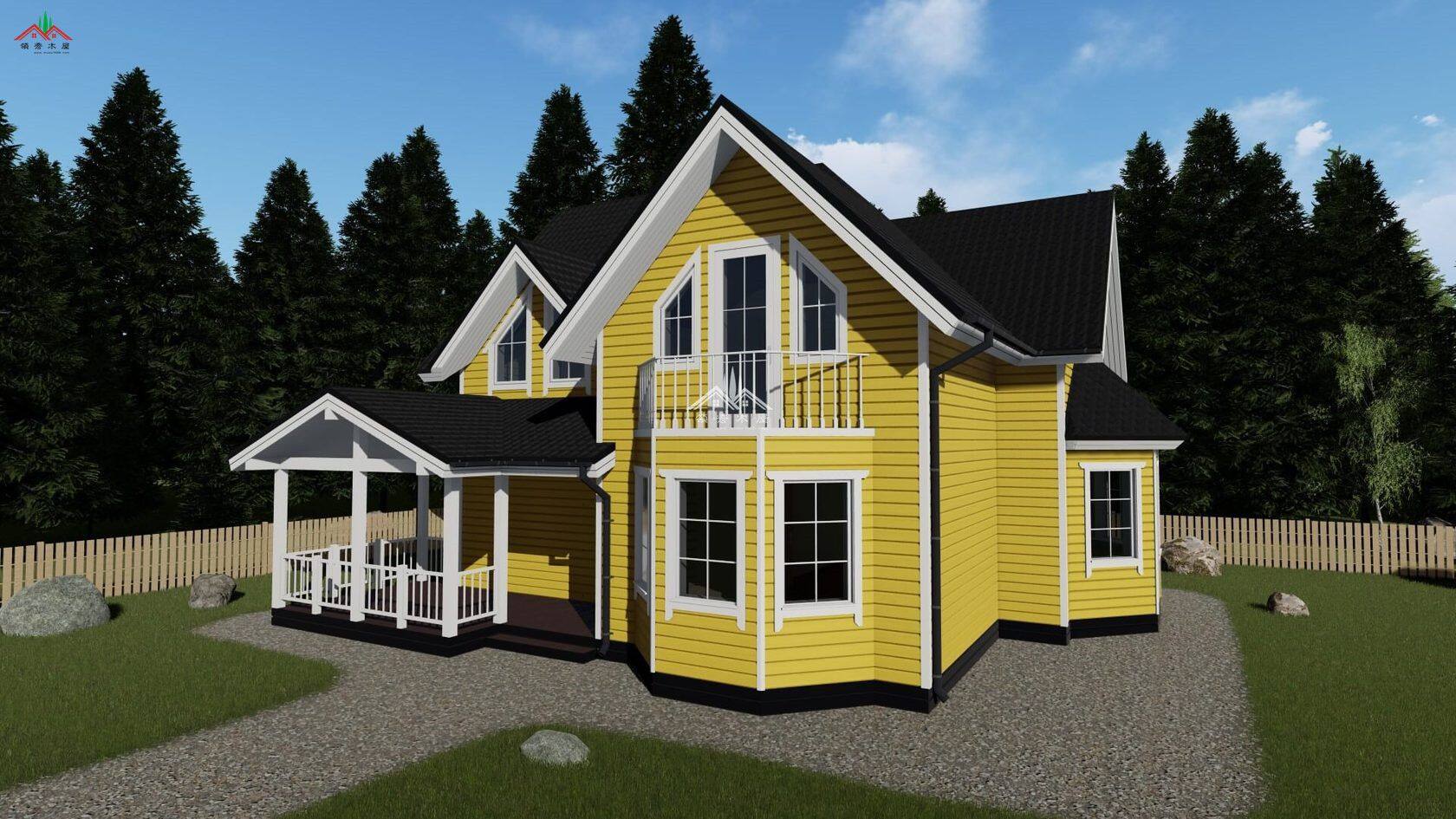 占地面積120平方雙層輕型木屋別墅