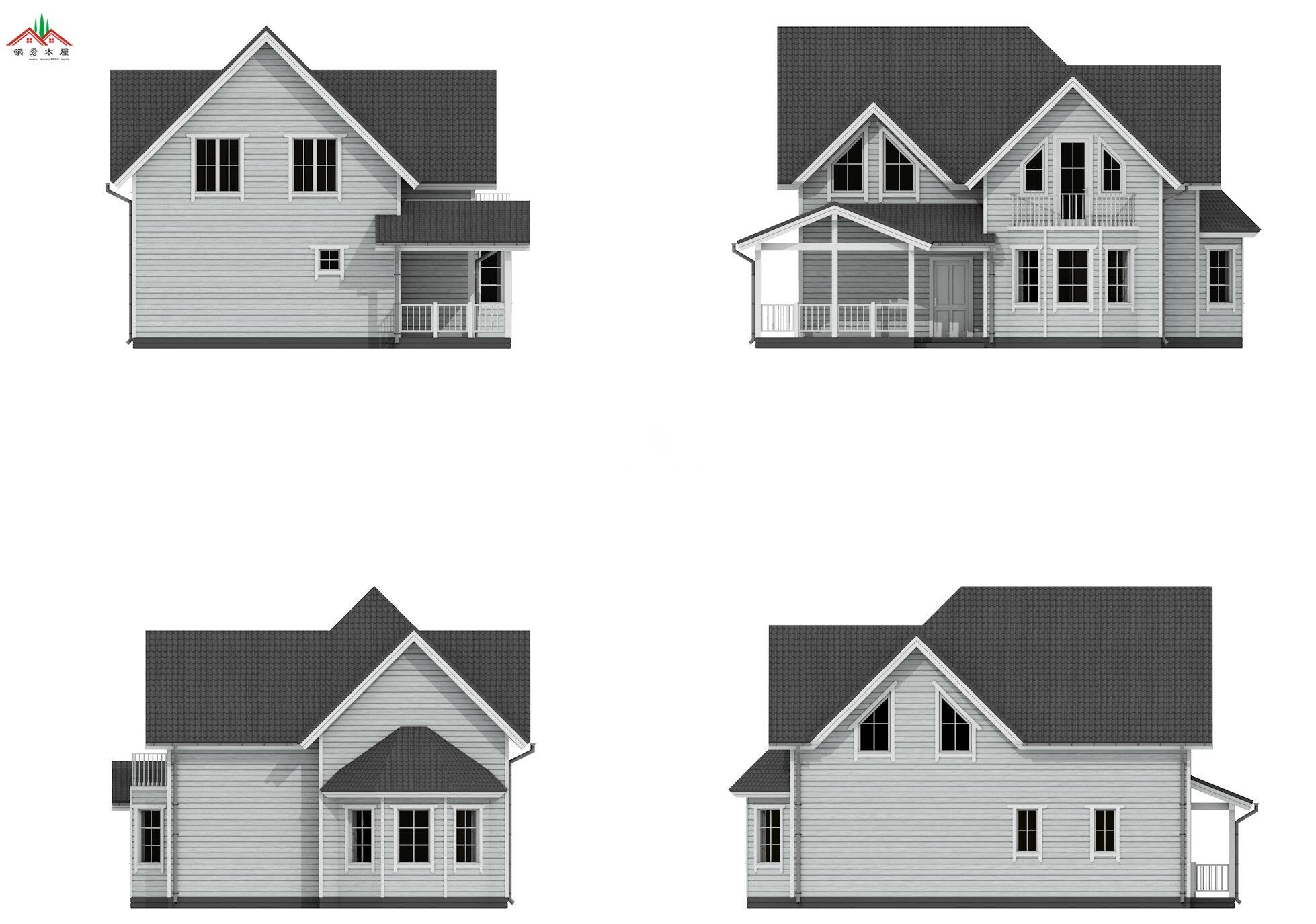 占地面積120平方雙層輕型木屋別墅
