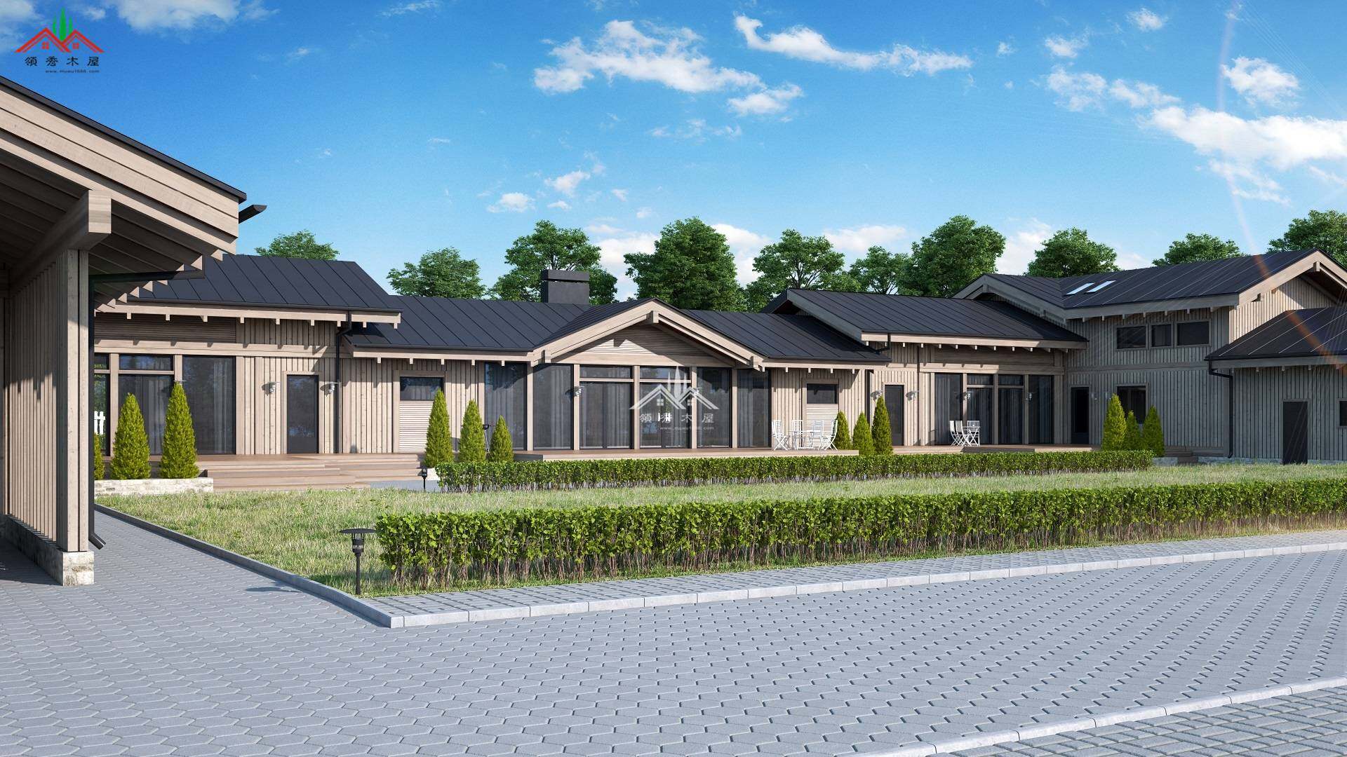 四合院?jiǎn)螌幽疚菪Ч麍D