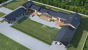 現(xiàn)代風(fēng)格圍合四合院單層木