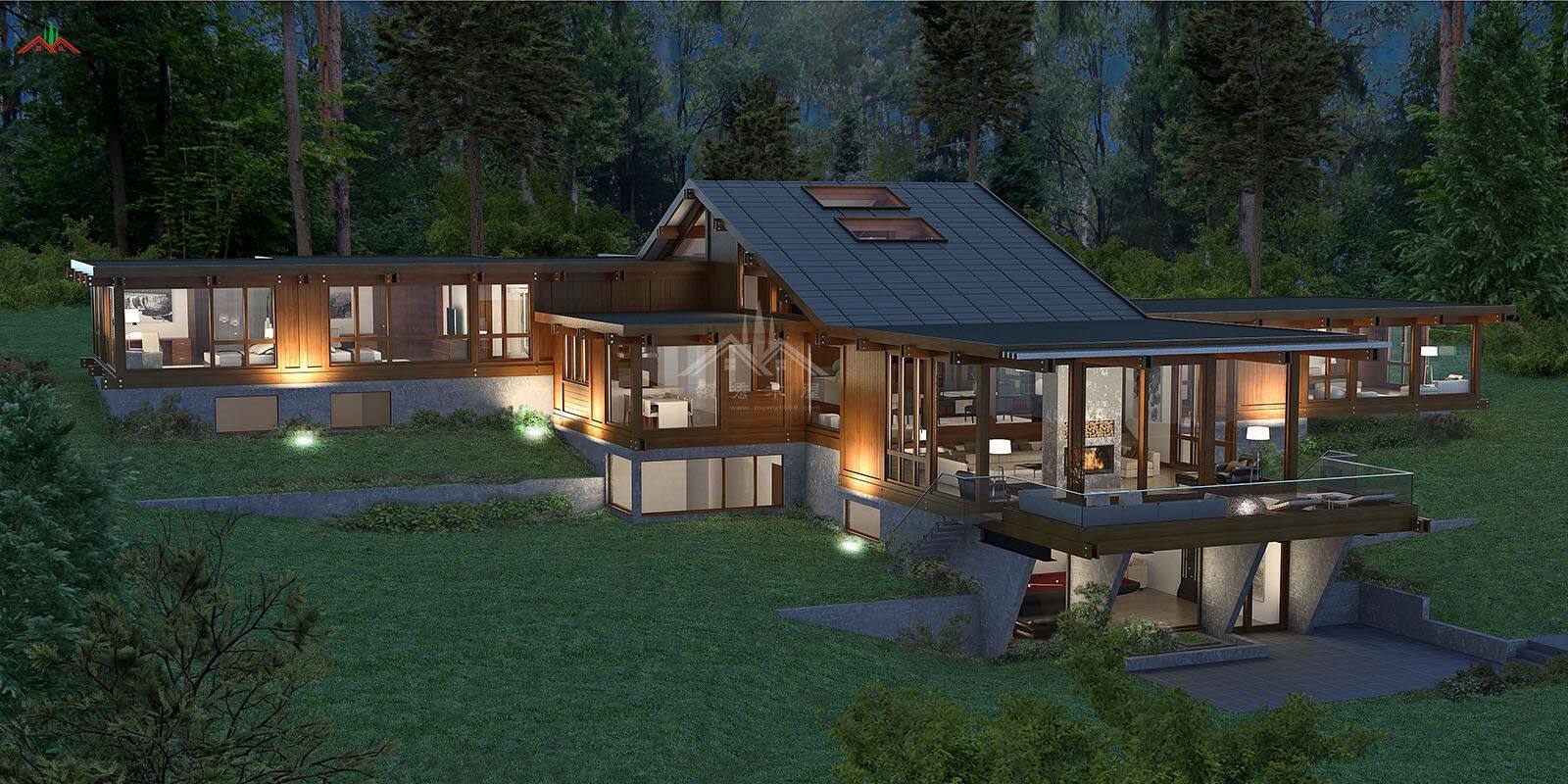 600平方的平頂現(xiàn)代風(fēng)格木屋酒店