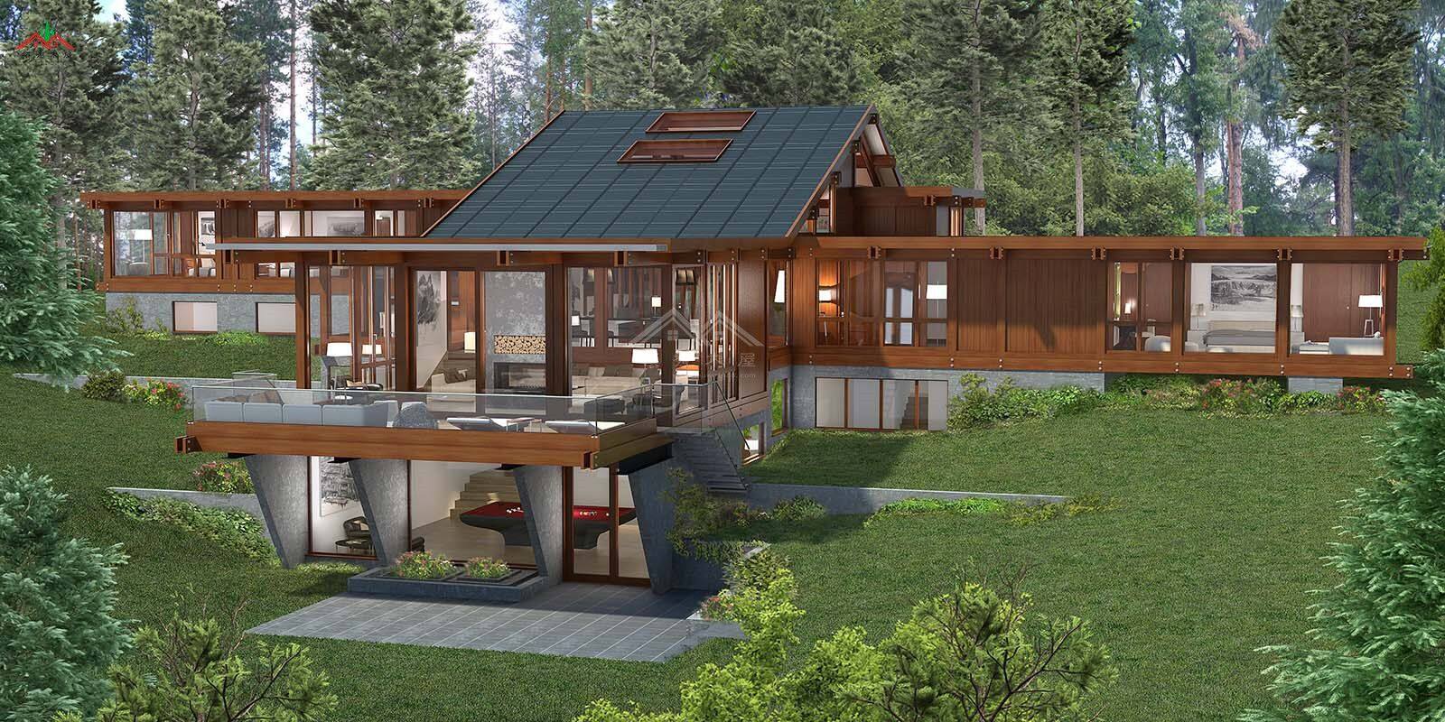 600平方的平頂現(xiàn)代風(fēng)格木屋酒店