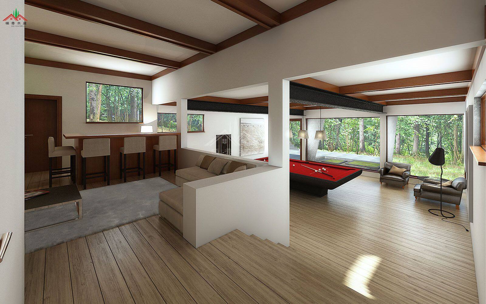 600平方的平頂現(xiàn)代風(fēng)格木屋酒店