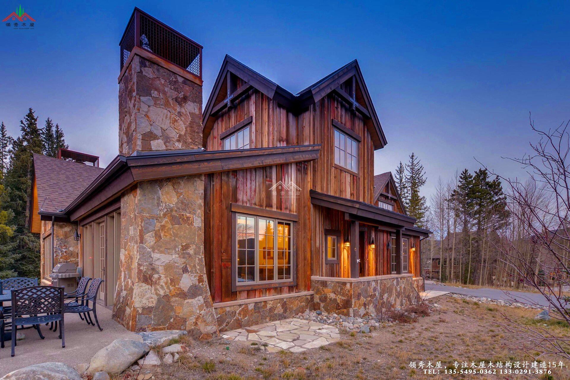 舊木裝飾外觀木屋別墅