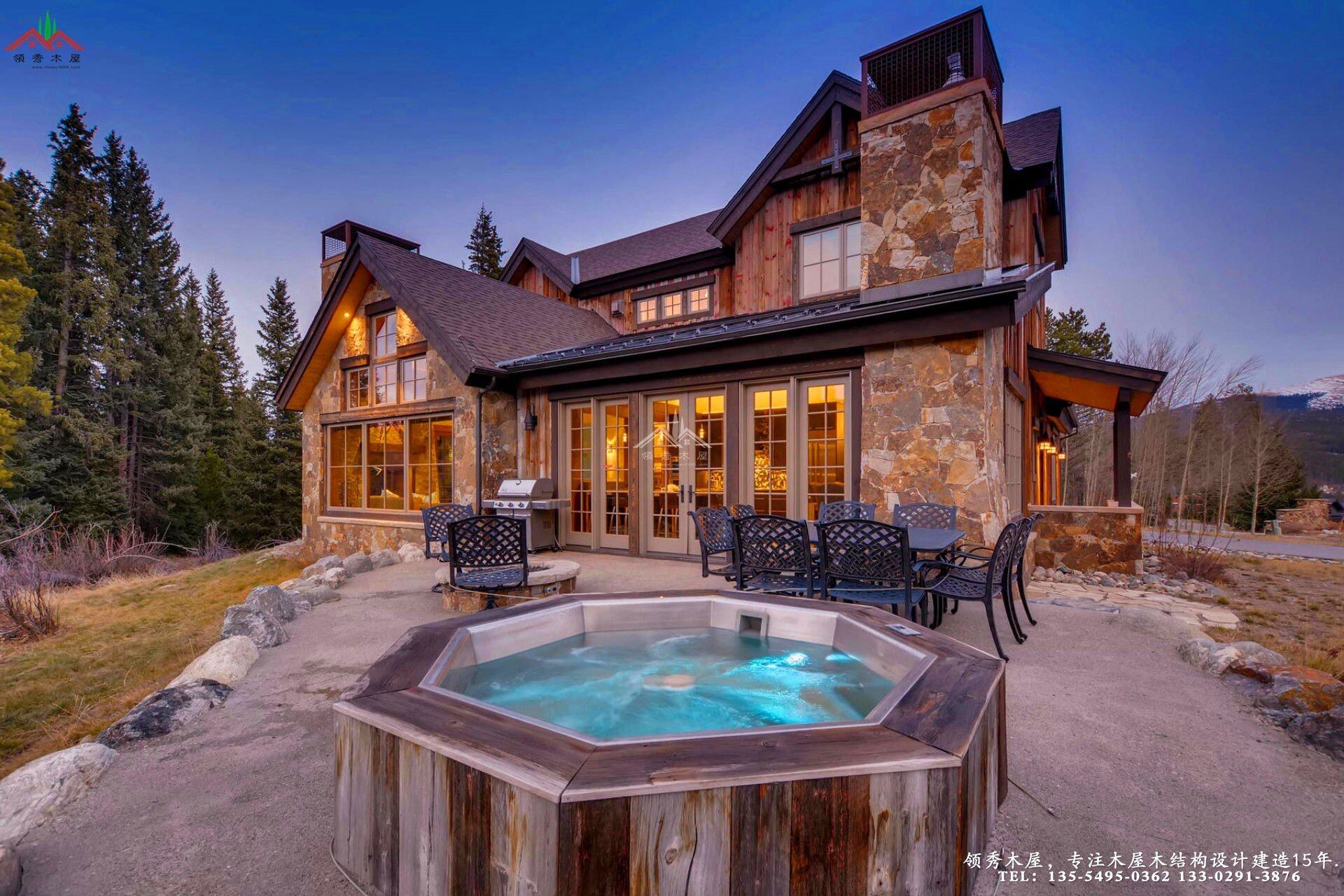 舊木裝飾外觀木屋別墅