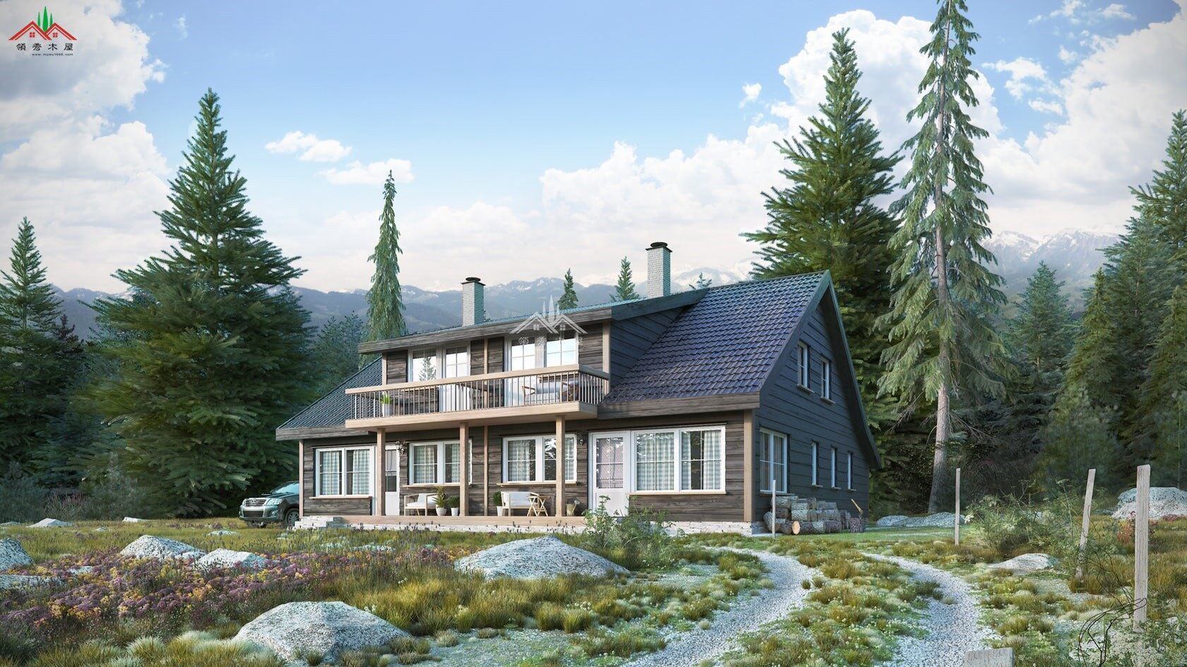 雙層森林木屋別墅