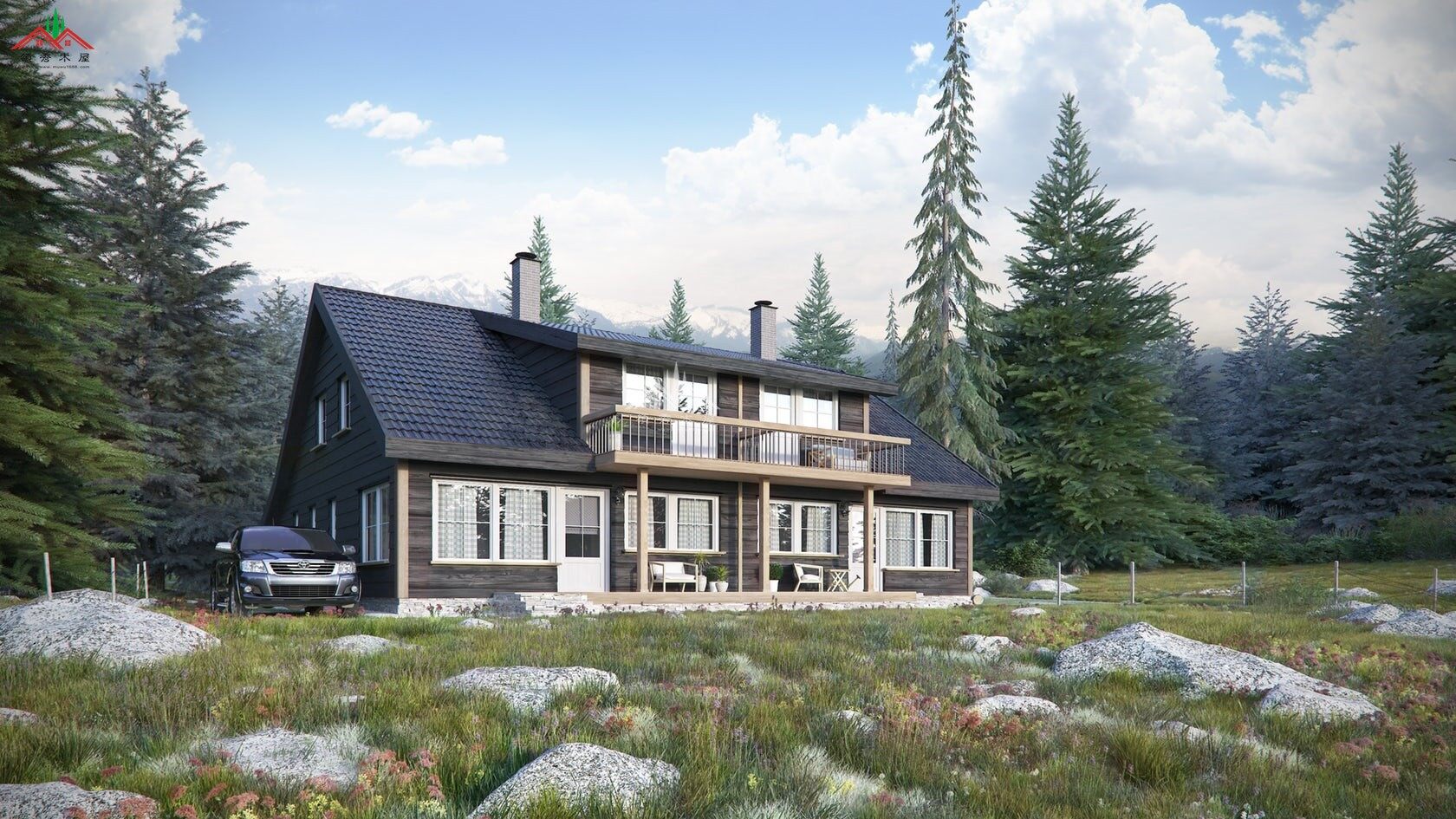 雙層森林木屋別墅